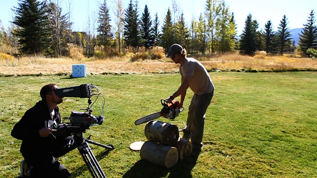 20091016_0055 001 Curt Morgan with the Phantom HD Gold shooting 1000fps of Trey Chace with a chainsaw